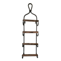 Wijnrek hangend metaal zilver/grijs met houten randen voor 4 flessen. Afmetingen 18x12x70 cm