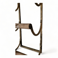 Wijnrek hangend metaal goud met houten randen voor 4 flessen. Afmetingen 18x12x70 cm