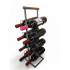  Wijnrek staand 8 flessen metaal zilver/grijs met houten handvat. Afmetingen 19,5 x 19,5 x 60 cm