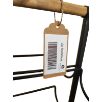 Wijnrek staand zwart 8 flessen metaal met houten handvat. Afmetingen 19,5 x 19,5 x 60 cm