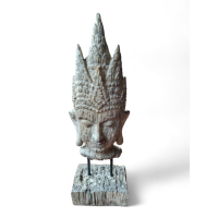 Buddha Hoofd op Voet 38 cm hoge Boeddha Naturel/Bruin
