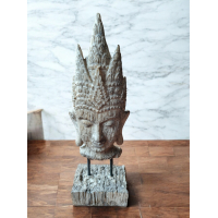 Buddha Hoofd op Voet 38 cm hoge Boeddha Naturel/Bruin