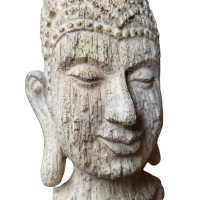 Buddha Hoofd op Voet 38 cm hoge Boeddha Naturel/Bruin