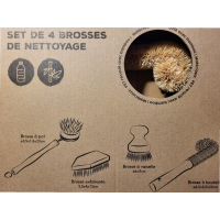 Set 4x met Afwasborstel en Flessenborstels van gerecycled PET en Bamboe Hout Duurzaam & Natuurlijk