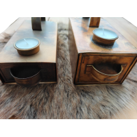 Set 2x Theelichthouder 'Tingker' Blue Gold - Waxinelichthouder - Theelicht 