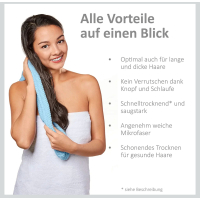 Haartulband (2 stuks) met knoop van zachte microvezels. Ideale tulband handdoek ook voor dik en lang haar