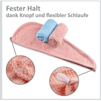 Haartulband (2 stuks) met knoop van zachte microvezels. Ideale tulband handdoek ook voor dik en lang haar