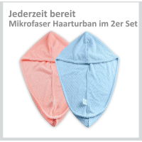 Haartulband (2 stuks) met knoop van zachte microvezels. Ideale tulband handdoek ook voor dik en lang haar