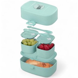 Broodtrommel - Lekvrije Bento Lunchbox voor kinderen incl. 6 delige stansset - Duurzame lunchbox - Lunchbox met vakjes