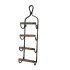 Wijnrek hangend metaal zilver/grijs met houten randen voor 4 flessen. Afmetingen 18x12x70 cm